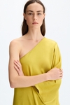Draped double satin cocoon-fit dress