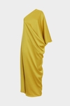 Draped double satin cocoon-fit dress