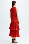 Layered pleated taffeta midi dress