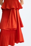 Layered pleated taffeta midi dress