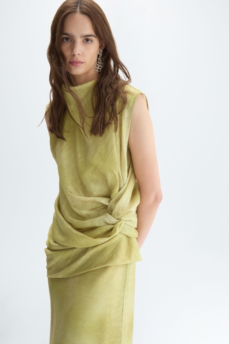 DRAPED JACQUARD MIDI DRESS