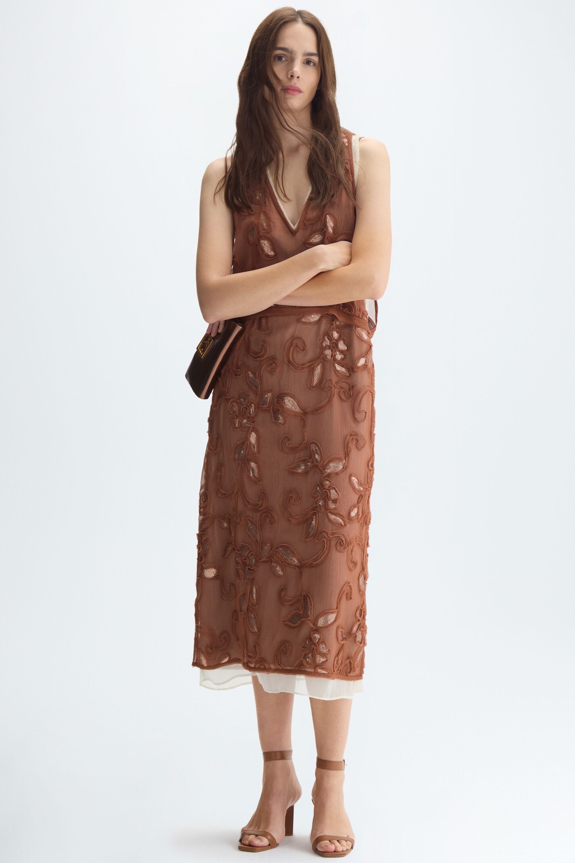 Sequinned bambula A-line dress