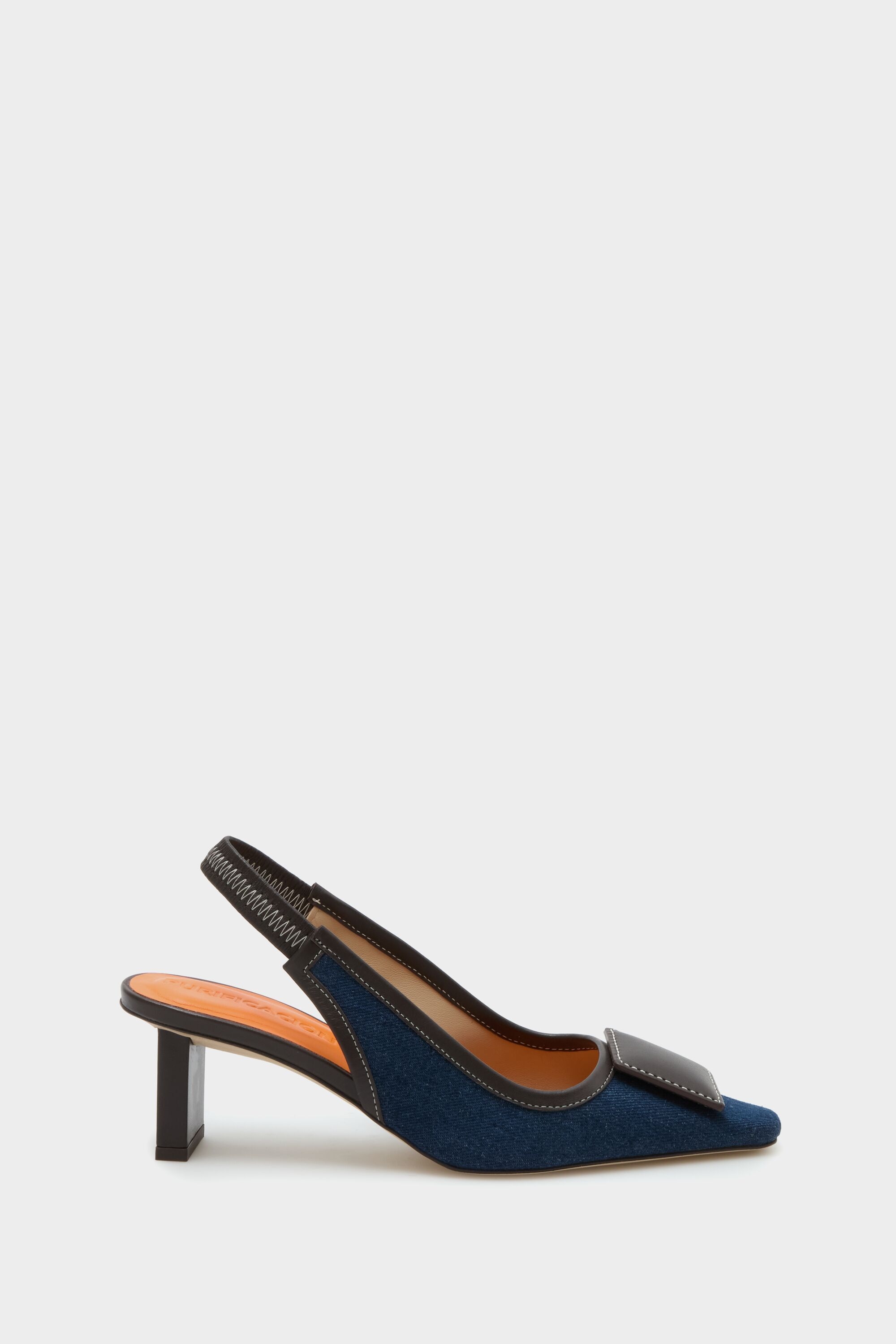 Domino denim 65 slingback pumps