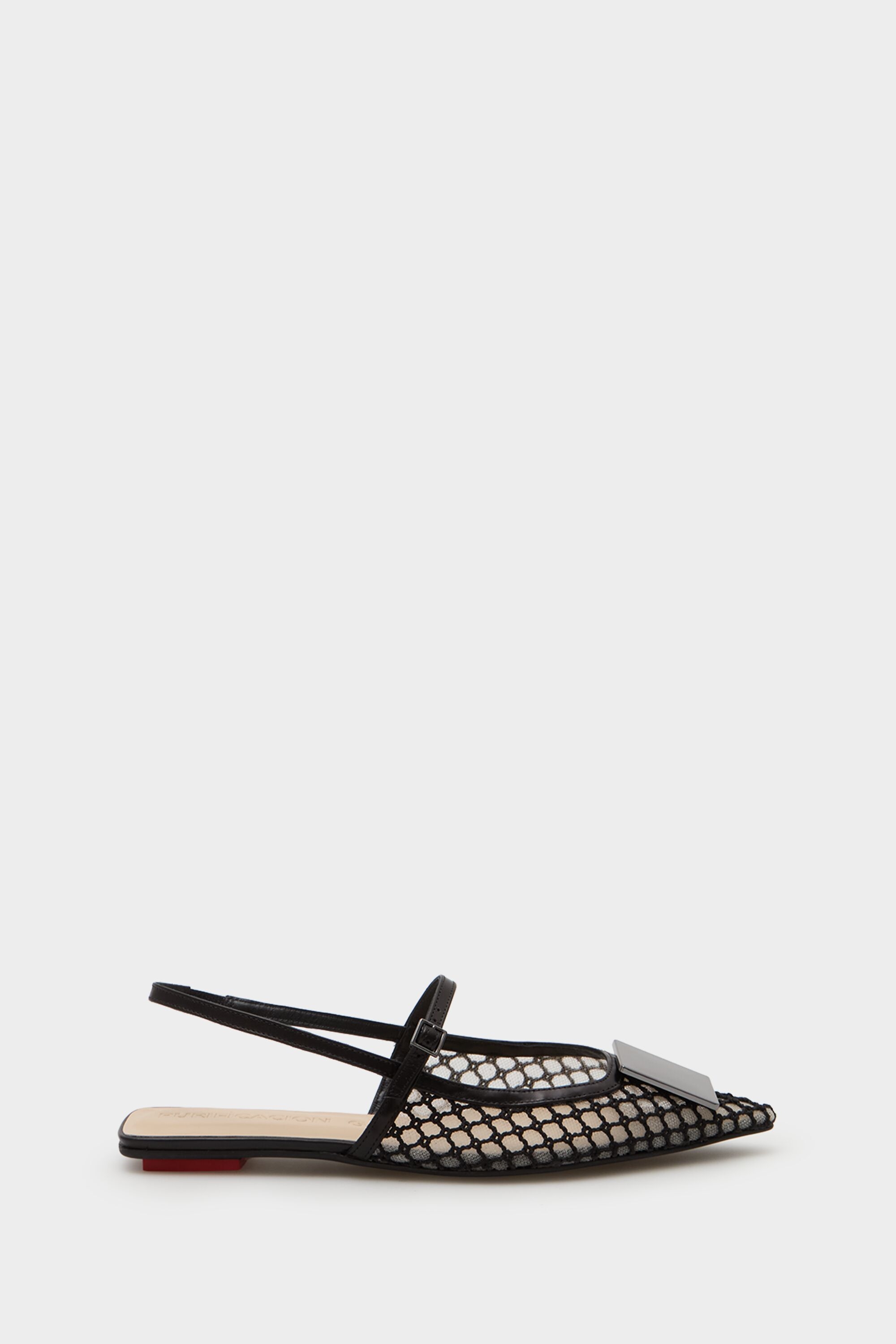 Cubo mesh leather slingback flats