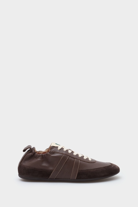 LEATHER CANVAS RUCHED SNEAKERS