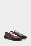 Leather canvas ruched sneakers