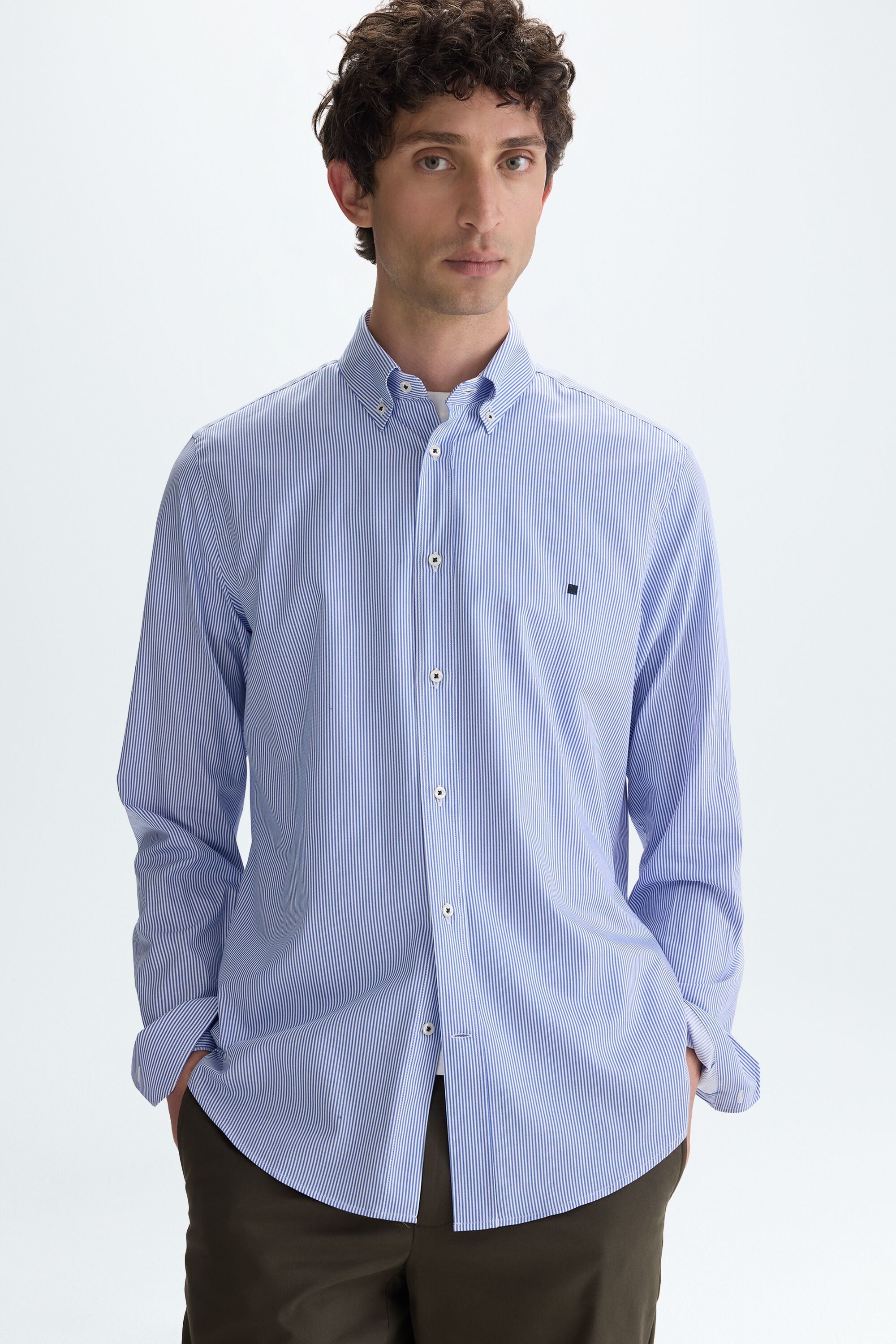 Striped twill shirt - BLUE/WHITE