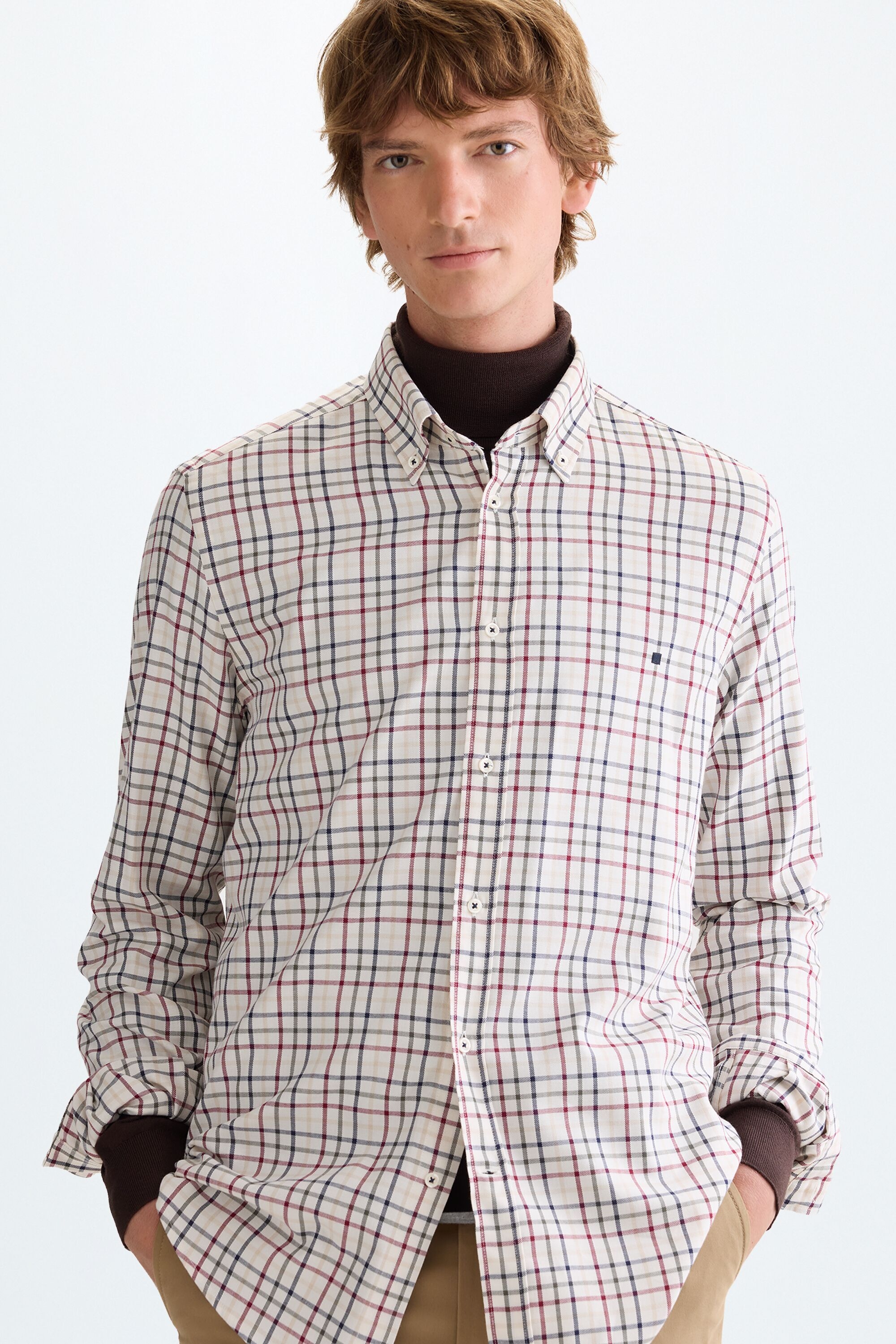 Multi-check twill shirt