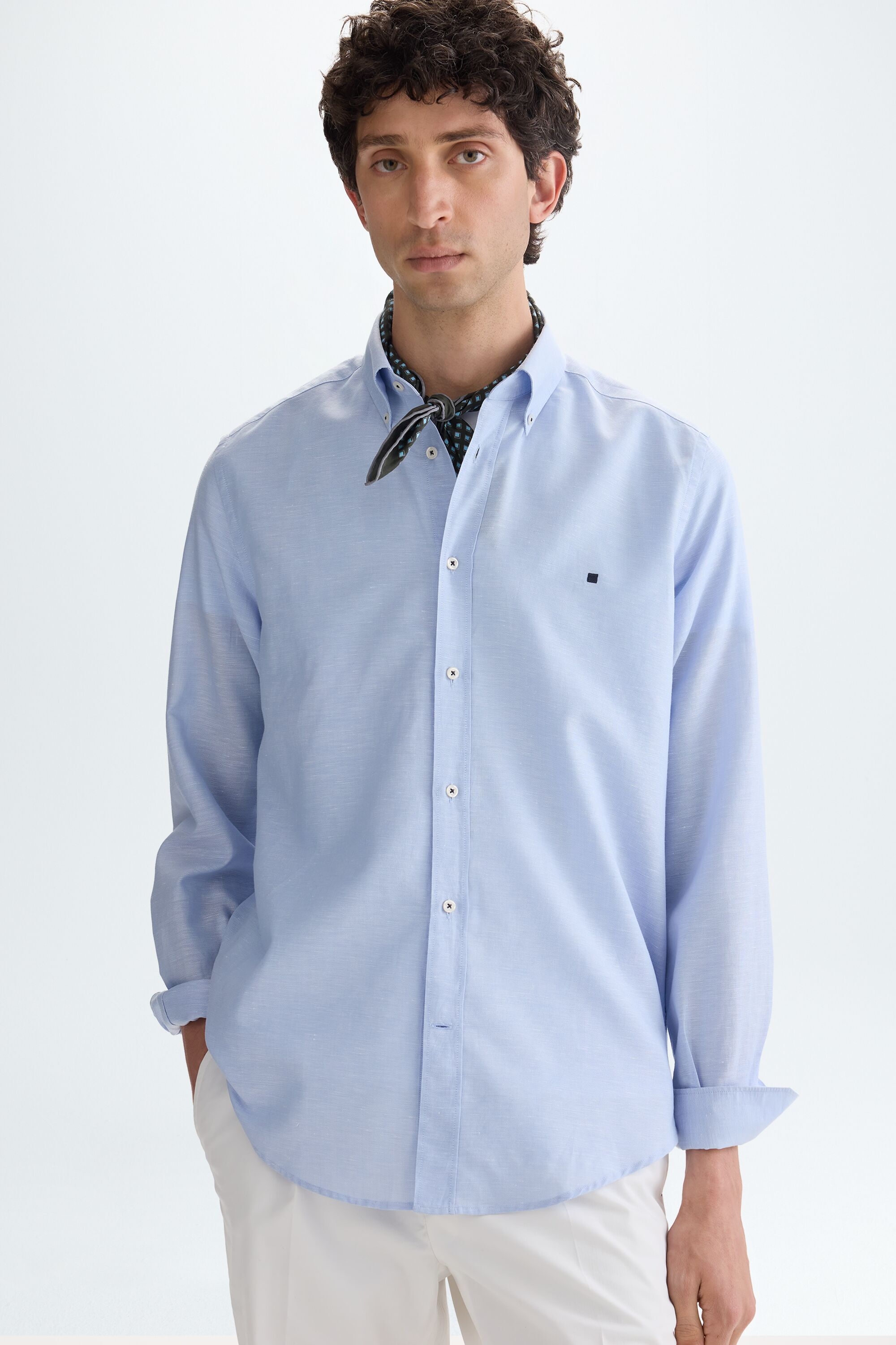 Cotton linen shirt - SKY BLUE