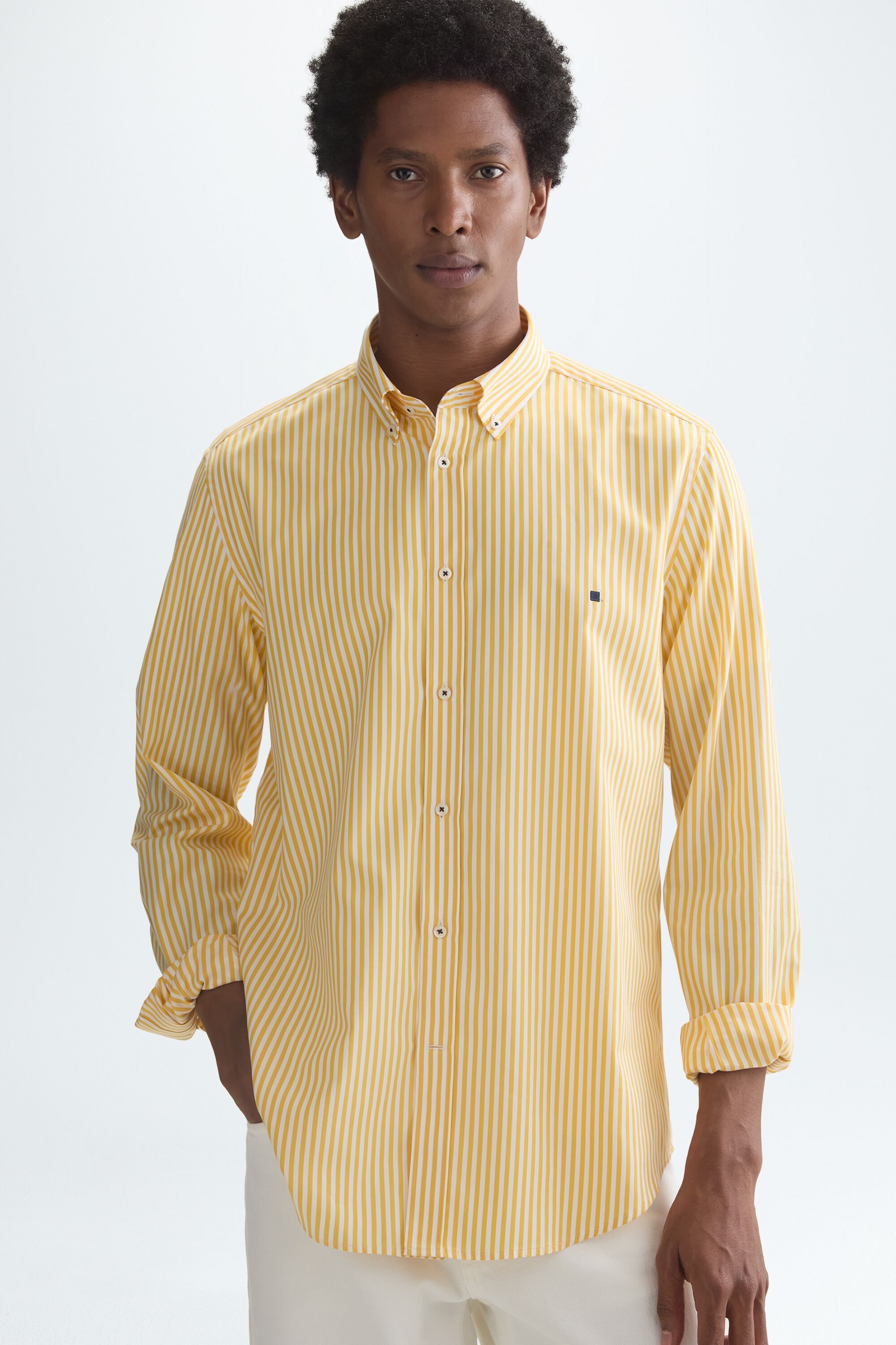 Camisa popelín raya candela - AMARILLO/BLANCO