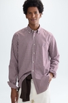 Gingham check poplin shirt