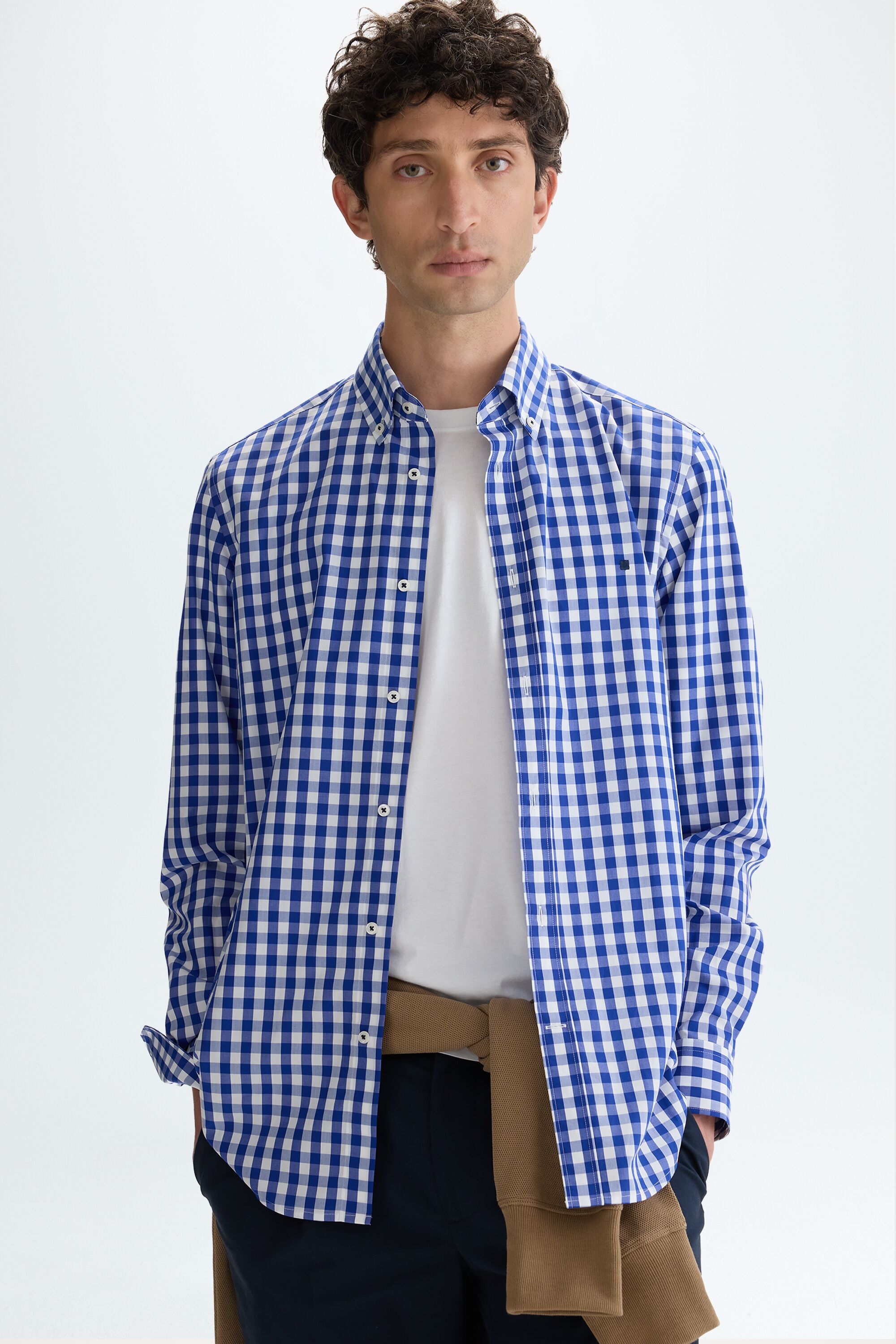 Gingham check poplin shirt - INK BLUE/WHITE
