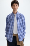 Gingham check poplin shirt