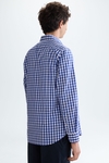 Gingham check poplin shirt