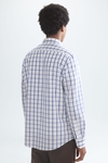 Windowpane check poplin shirt