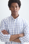 Windowpane check poplin shirt