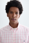 Windowpane check poplin shirt