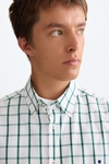 Windowpane check poplin shirt