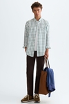 Windowpane check poplin shirt