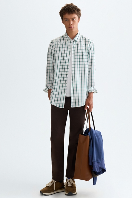 WINDOWPANE CHECK POPLIN SHIRT