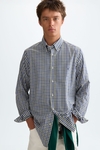 Gingham check poplin shirt