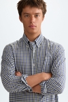 Gingham check poplin shirt
