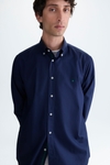Camisa sarga lisa cinta grosgrain
