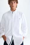 Camisa sarga lisa cinta grosgrain