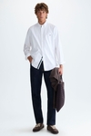Camisa sarga lisa cinta grosgrain