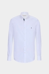 Camisa sarga lisa cinta grosgrain