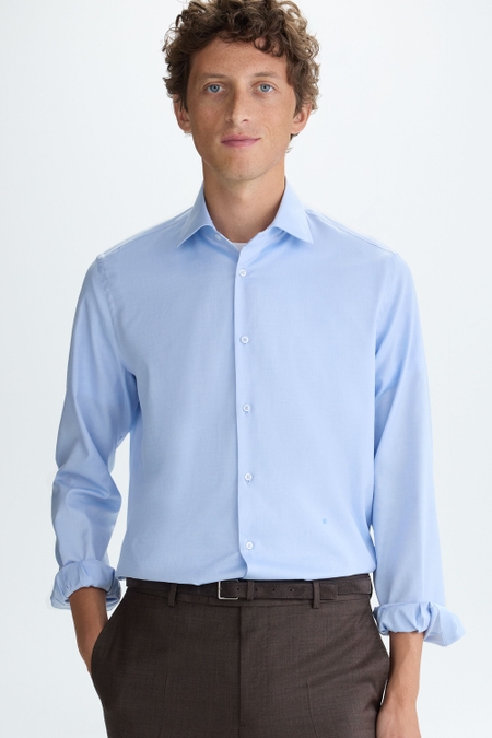 SPREAD COLLAR TEXTURED SHIRT