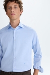 Spread collar textured shirt