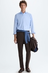 Spread collar textured shirt
