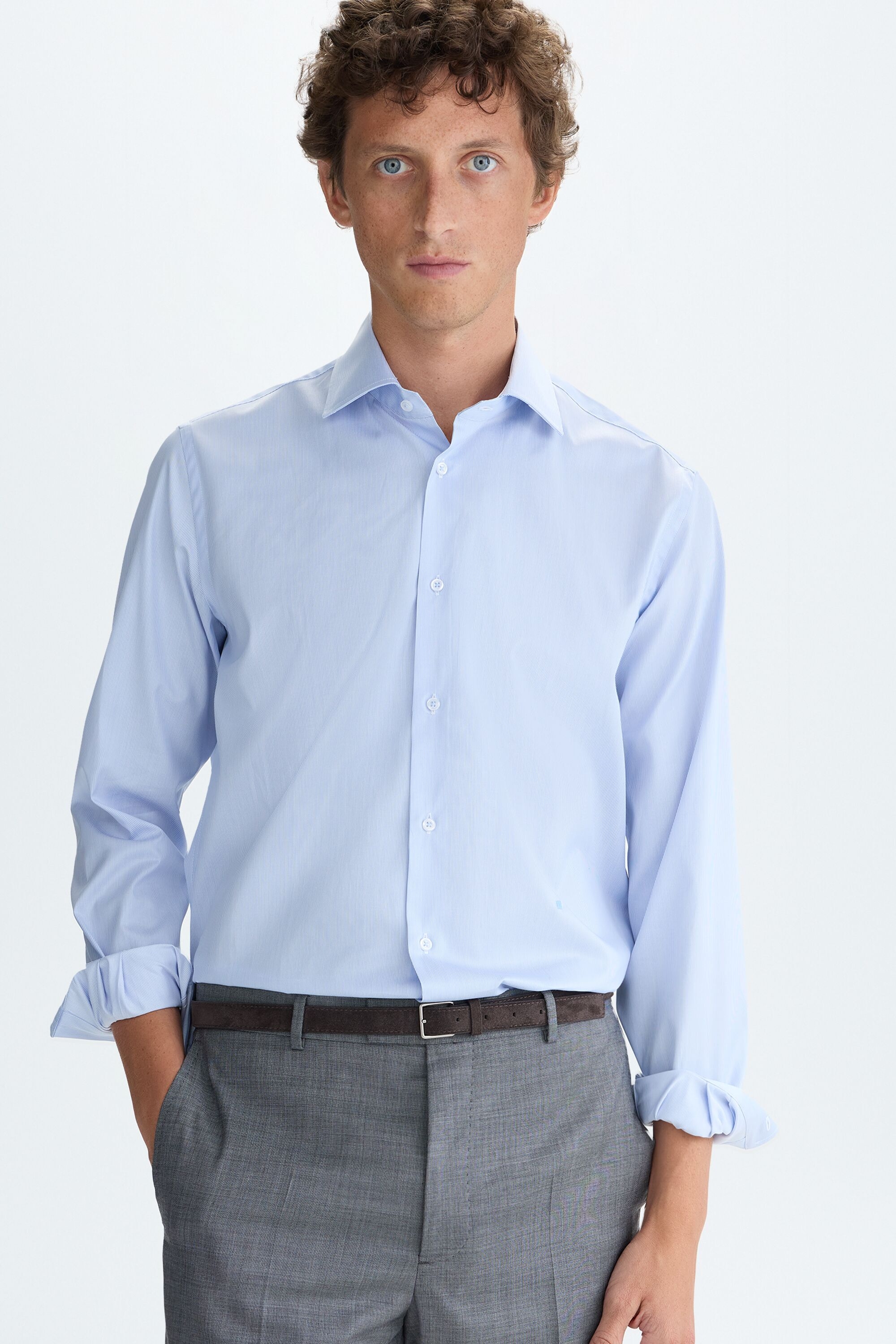 Spread collar Oxford pinstripe shirt - BLUE/WHITE
