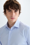 Spread collar textured shirt