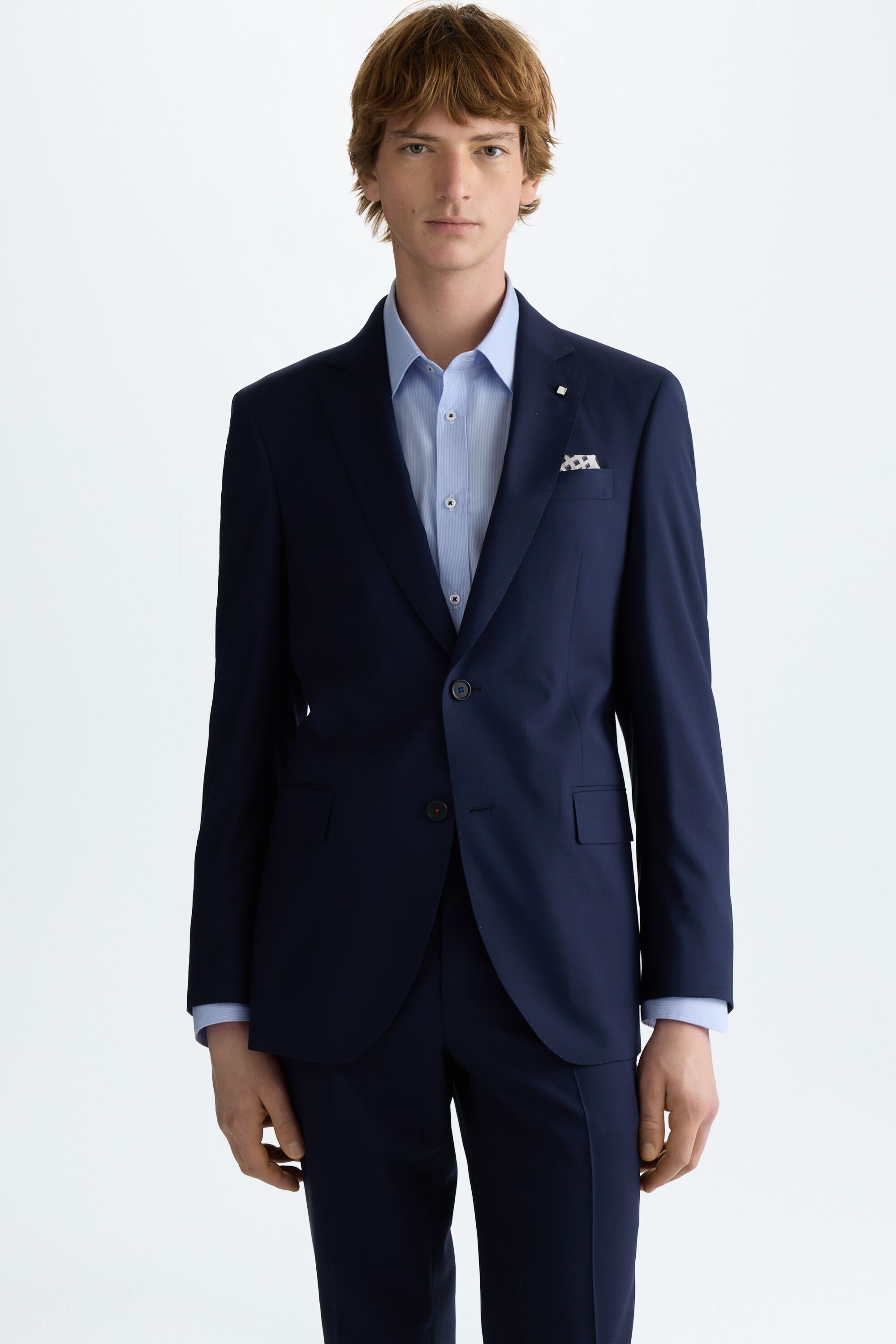 Tropical wool classic fit suit jacket - NAVY/BLUE