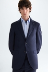 Textured wool classic fit suit jacket