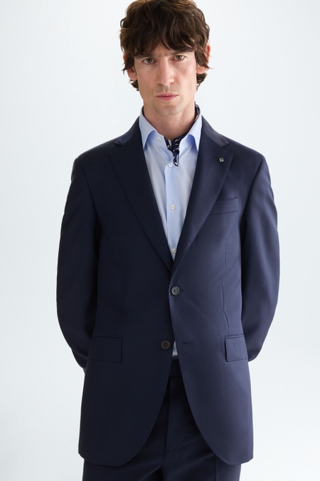 TEXTURED WOOL CLASSIC FIT SUIT JACKET