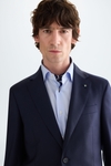 Textured wool classic fit suit jacket