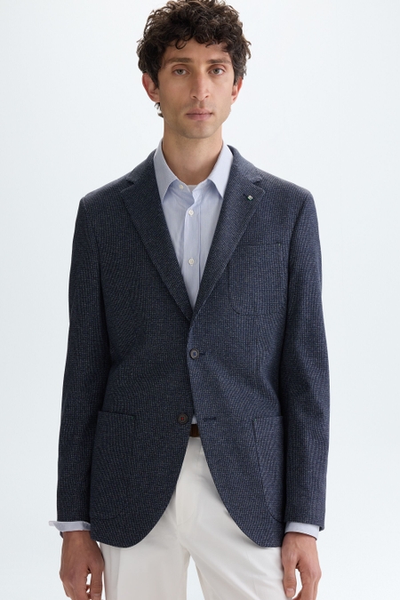 HOUNDSTOOTH COTTON KNIT RELAXED FIT BLAZER