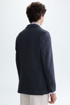 Houndstooth cotton knit relaxed fit blazer