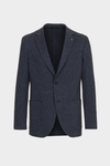 Houndstooth cotton knit relaxed fit blazer