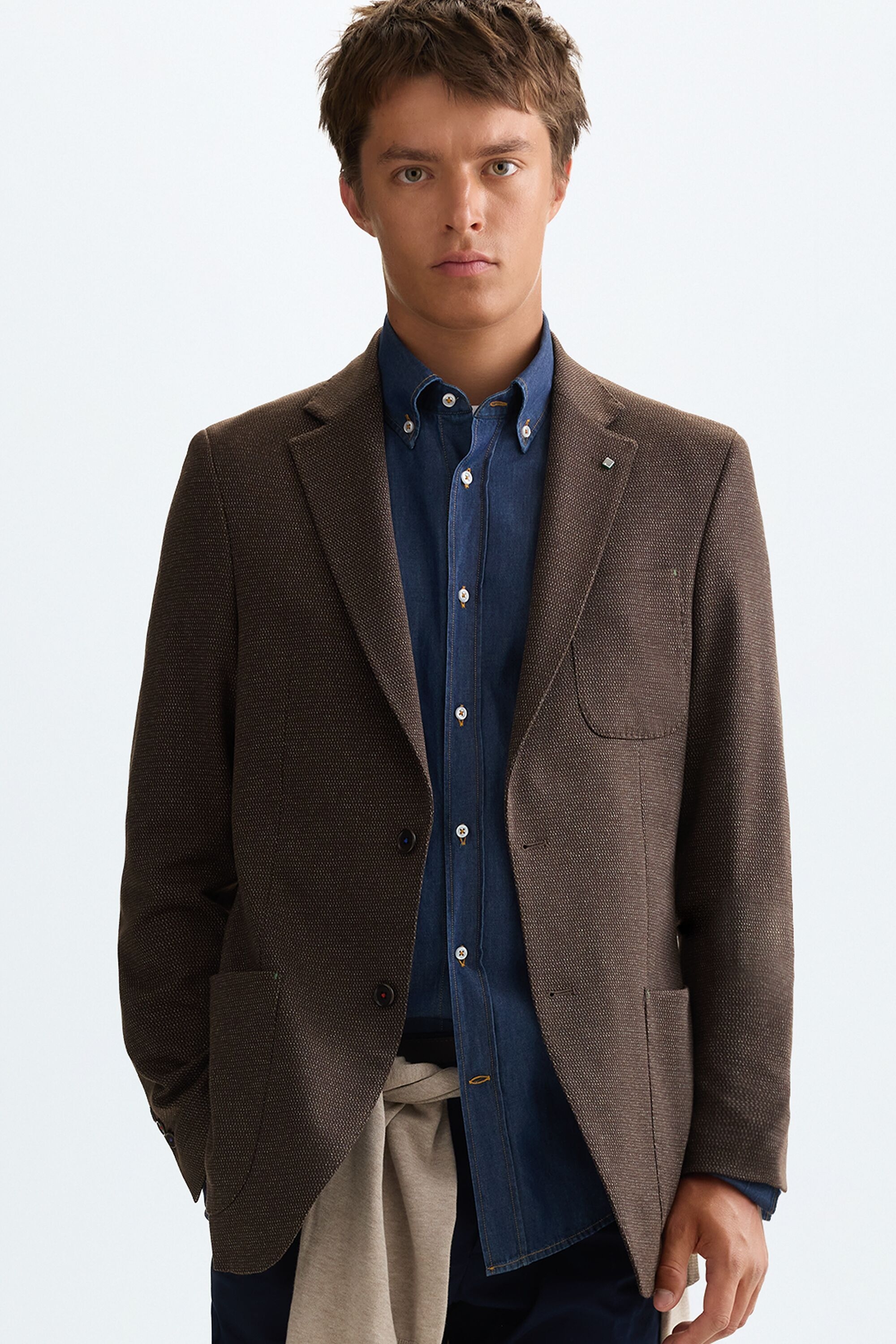 Chaqueta relaxed fit jaspeado punto algodón