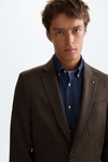 Cotton textured knit relaxed fit blazer