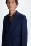 Wool twill double-breasted classic fit suit jacket