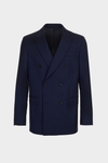 Wool twill double-breasted classic fit suit jacket
