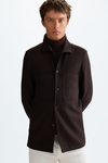 Textured cotton false plain overshirt