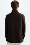 Textured cotton false plain overshirt