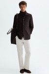 Textured cotton false plain overshirt