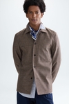 Textured cotton false plain overshirt